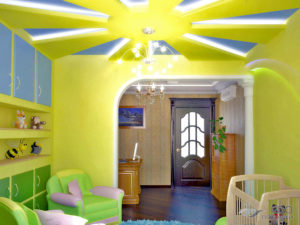 Дизайн и фото потолков из гипсокартона для детской комнаты и спальни