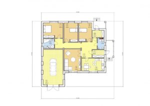 Планировка одноэтажного дома с 2 спальнями и гаражом